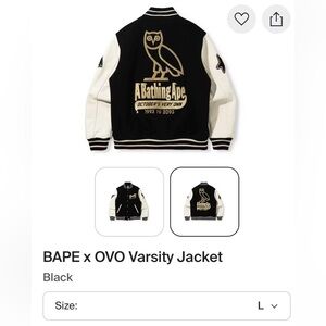 BAPE x OVO Varsity Jacket Men’s Large a bathing ape x Octobers Very Own DRAKE